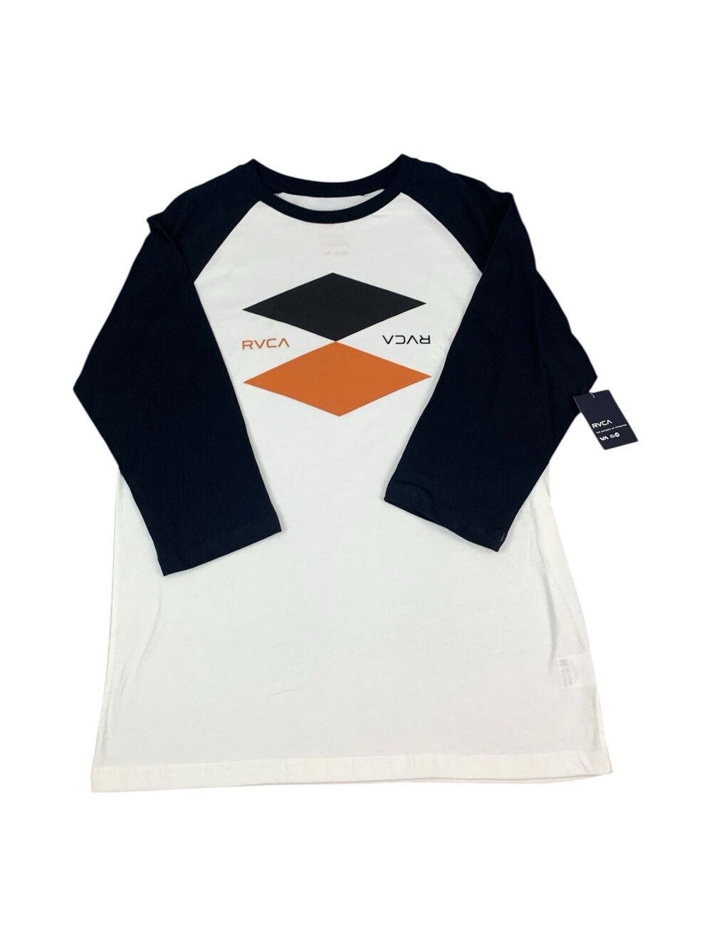 RVCA Baseball Style Raglan T Shirt Skate Graphic Tee 3/4 Sleeve Men’s Medium NEW